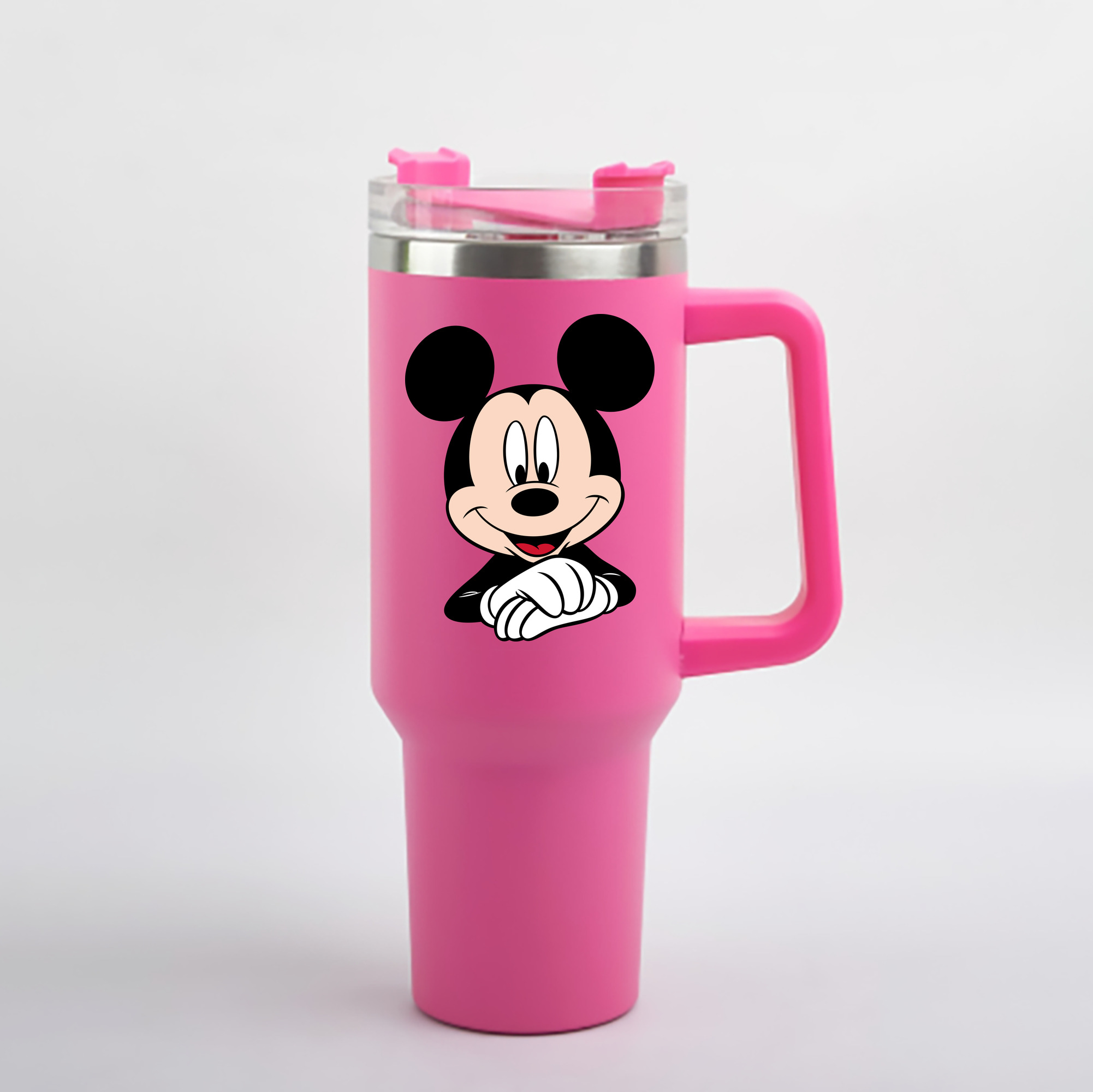 （画像用） ミッキーマウス Mickey Mouse 1200mL車用タンブラー - クリスタルステッカー（プラスチックストロー付き）